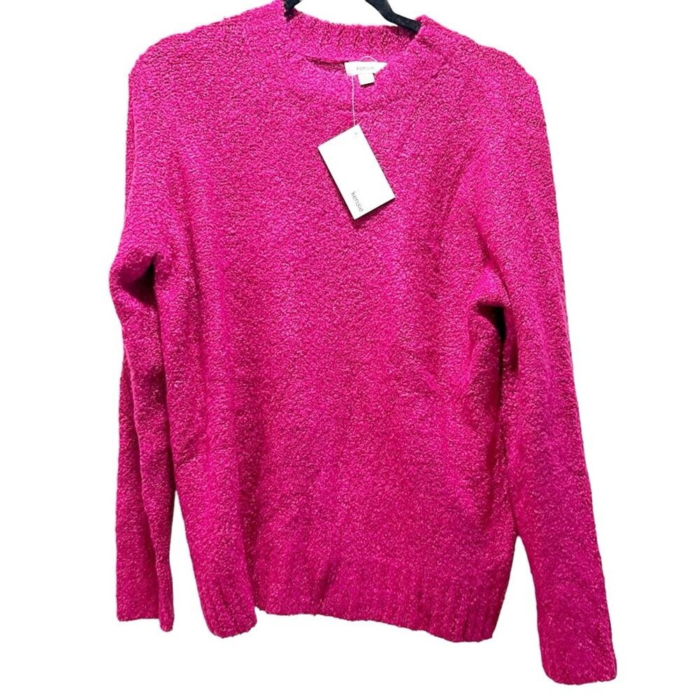 Kensie Pink Popcorn Knit Wool Blend Raspberry Pink Sweater Size XL NWT